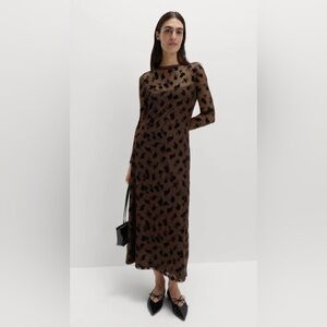 M&S Brown Floral Sheer-Overlay Maxi Dress - Women